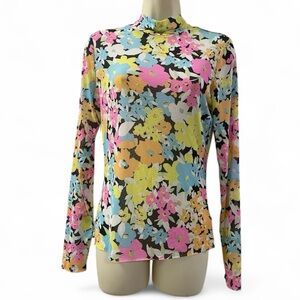 AFRM Multicolor Floral Long Sleeve Mesh Top Size Large